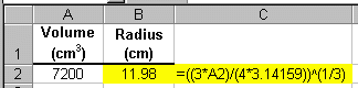 Calculating the radius of a sphere